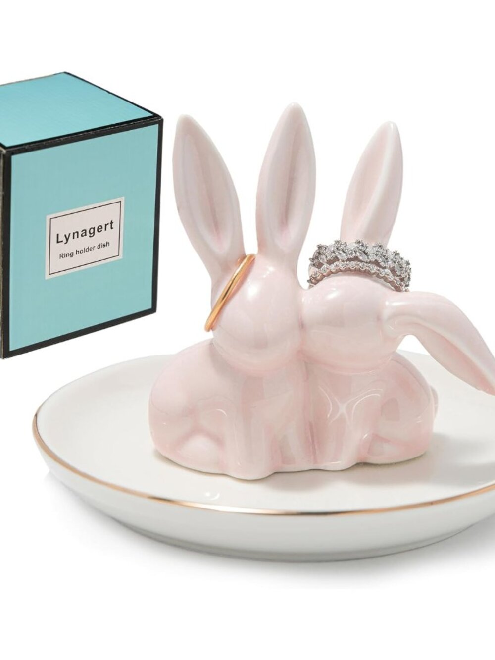 Bunny Ring Holder - Ceramic Jewelry Dish for Rings, Earrings, Necklace Organizer